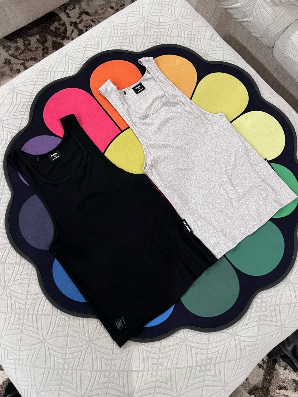 Gymshark x CBUM ribbed Tanks-2 pack💯 Black( large); Bros stone grey marl(medium)